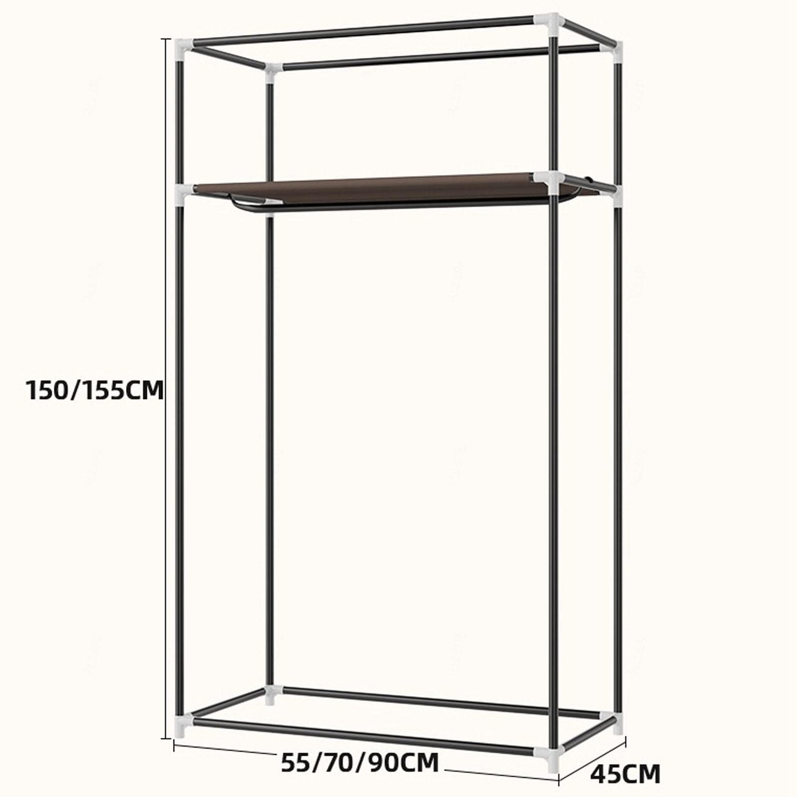 Kleiderschrank aus Segeltuch, tragbare Kleiderschrankregale mit Kleiderstange, Regale, Stoffbezug, Aufbewahrungsorganisator für Kleiderschränke,Red-155x70x45
