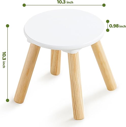 Miniatura 3 de Beright Taburete de madera para niños, silla redonda de 9 pulgadas para niños pequeños con mesa sensorial, taburete resistente con cuatro patas