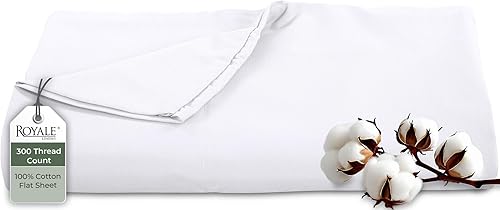 Royale Linens Sábana encimera de 300 hilos de 100 % algodón peinado de fibras largas, súper suave, sábana encimera de tamaño matrimonial se vende