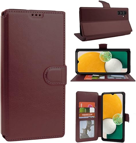 Funda diseñada para Samsung Galaxy A13 5G con vidrio templado, funda tipo cartera para tarjeta, piel sintética de alta calidad, funda de poliuretano