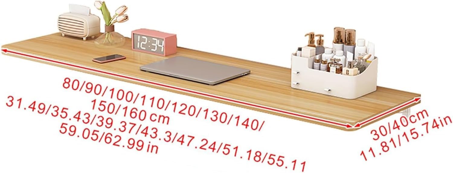 Collapsible Wall-Mounted Desk Space-Saving Foldable Table for Laptop Breakfast Bar Floating Workbench for Study Dining Balcony Kitchen 100×30CM