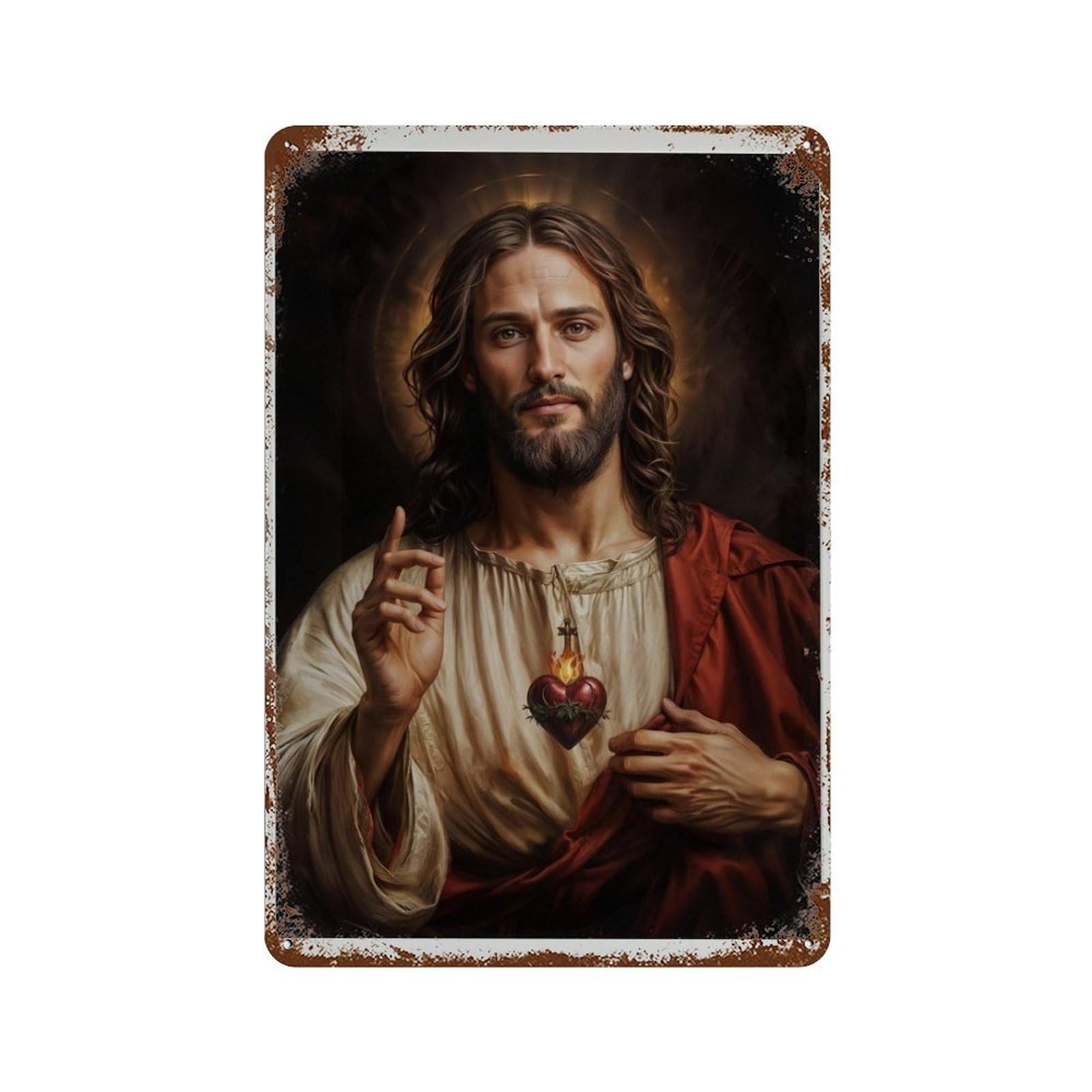 xiaoxiaoshen Sacred He Jesus Christian Spiritual Fine Poster Wall Decor Art Metal Tin Poster Modern Home Decor Art Home Bar Shop Decorations Vintage Sign 30x20cm