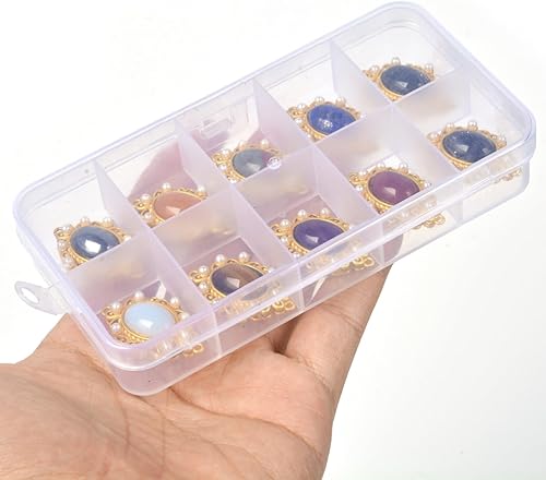 Miniatura 7 de Conector de piedra de cristal natural de 1.181 in, colgantes ovalados, encanto, piedras preciosas, enlaces de joyería con hallazgos de latón, oro