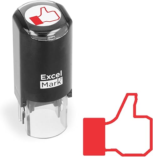 Thumbs Up - ExcelMark - Sello redondo autoentintado para profesor, tinta roja