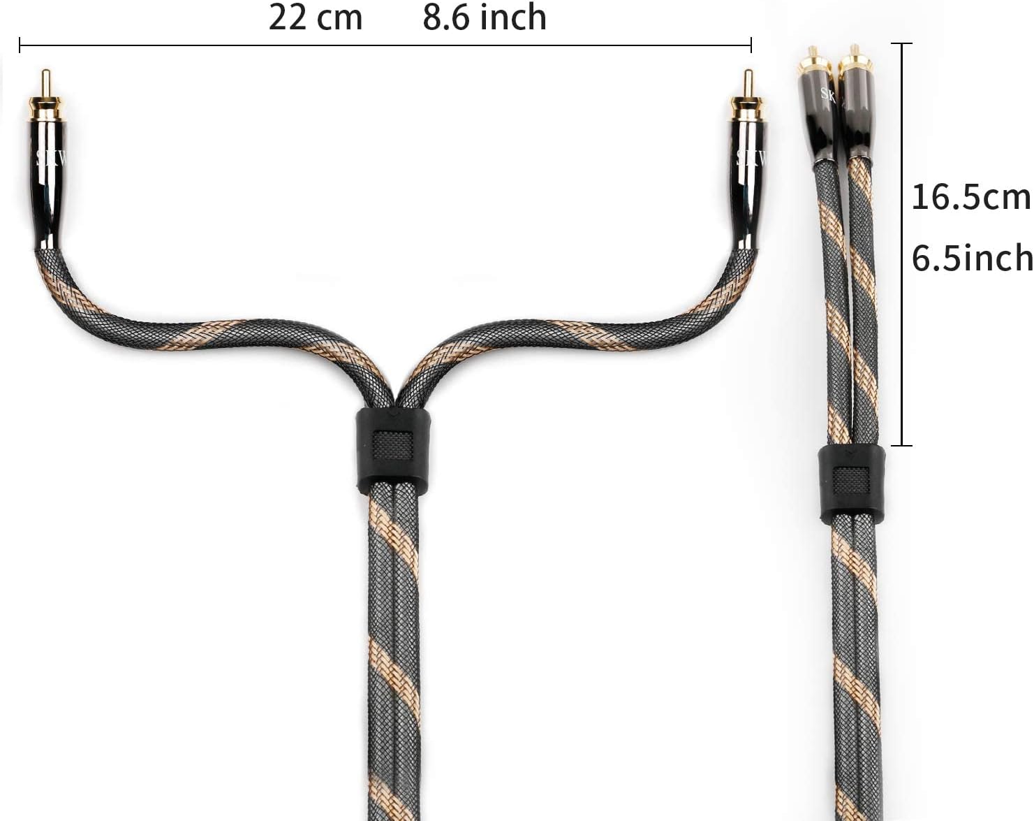 SKW Audiophiles RCA Cable 2RCA Male to 2RCA Male HiFi System Interconnect Cable with Diameter 7mm(1.64ft/0.5M,Black,Nylon) : Electronics