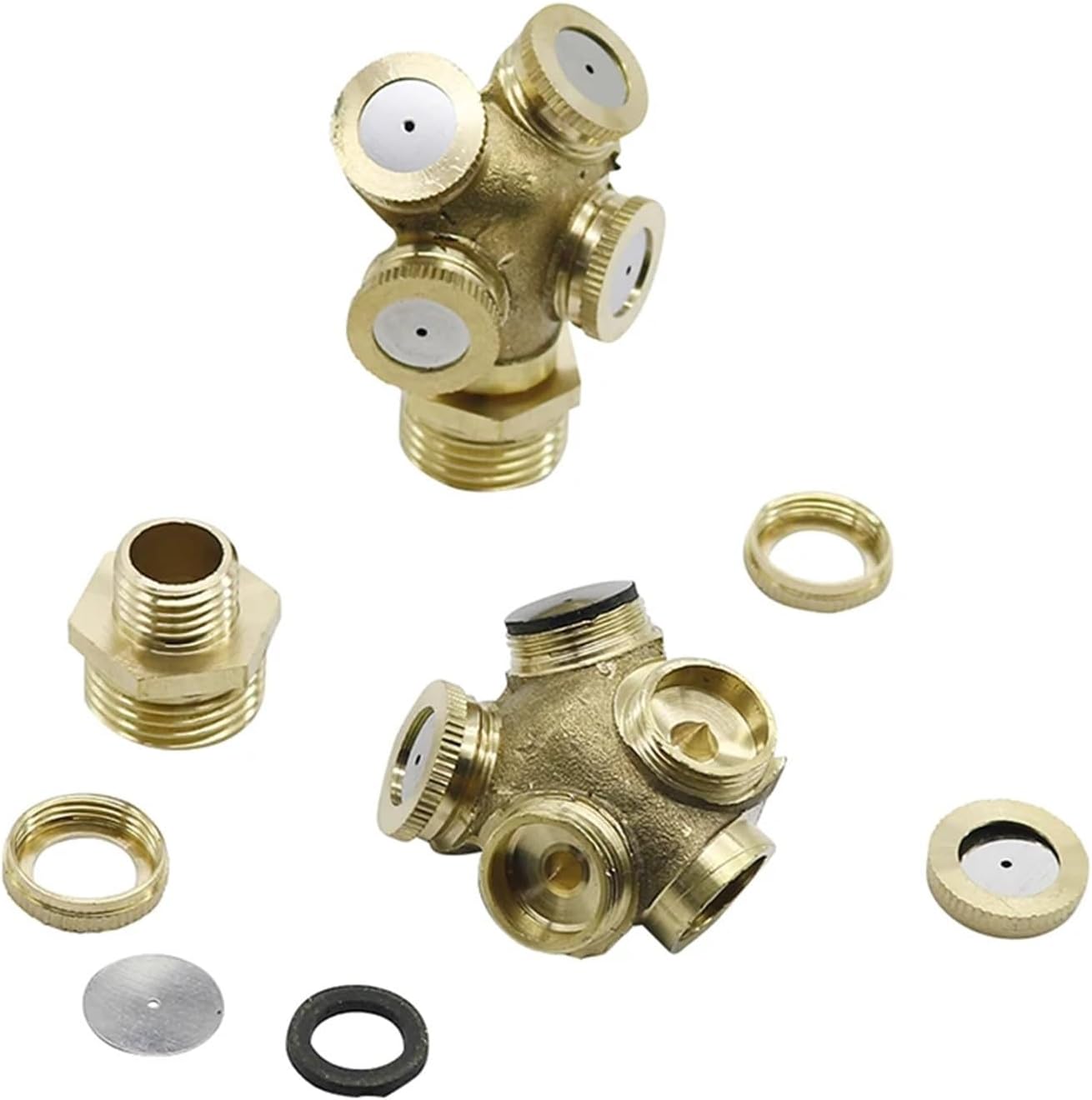 4 Hole Adjustable Brass Spray Misting Nozzle Garden Sprinklers Irrigation Fitting