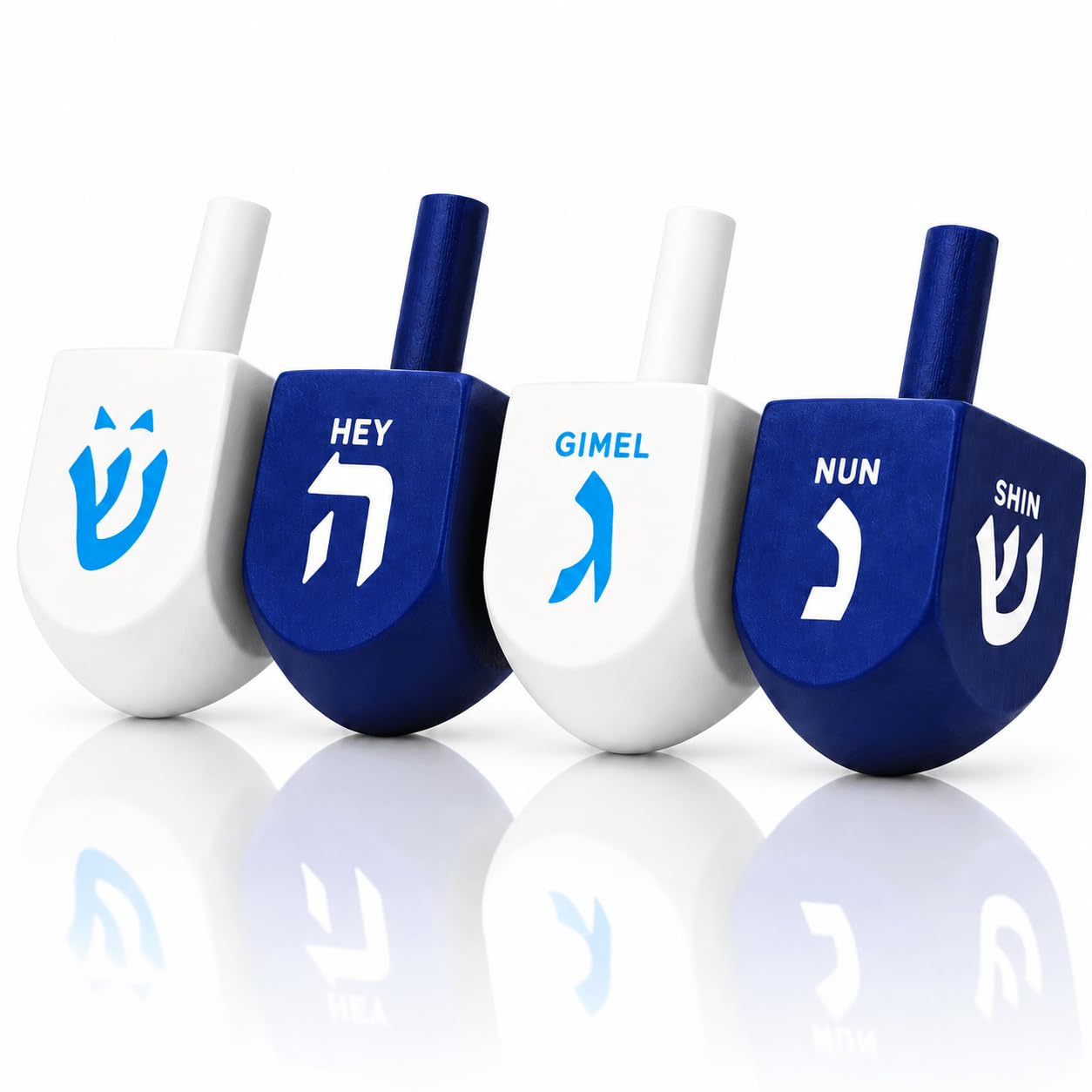 The Dreidel Company 25 Solid Blue & White Wooden Hand Painted Hanukkah
