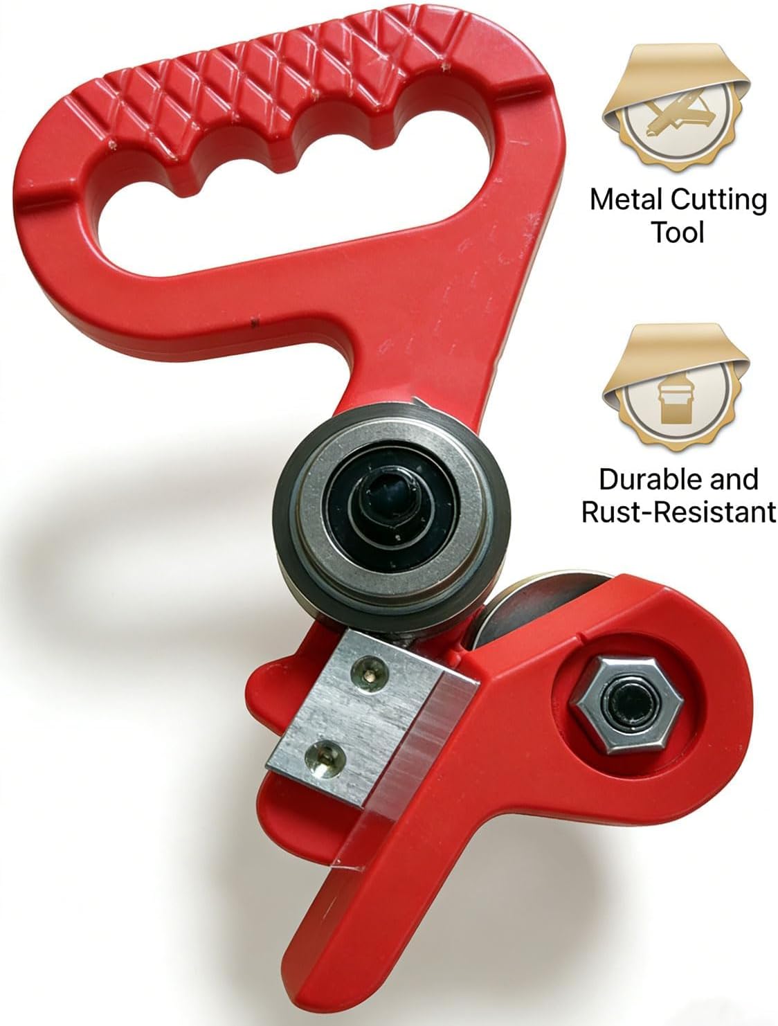 Metal and Vinyl Slitter, 7.8/13.7 Inch Portable Sheet Metal Cutter, Hand Pull Dual-Wheel Slitter Tool, Ergonomic Curved Handle for Steel, Aluminum, Plastic & Cardboard (S)