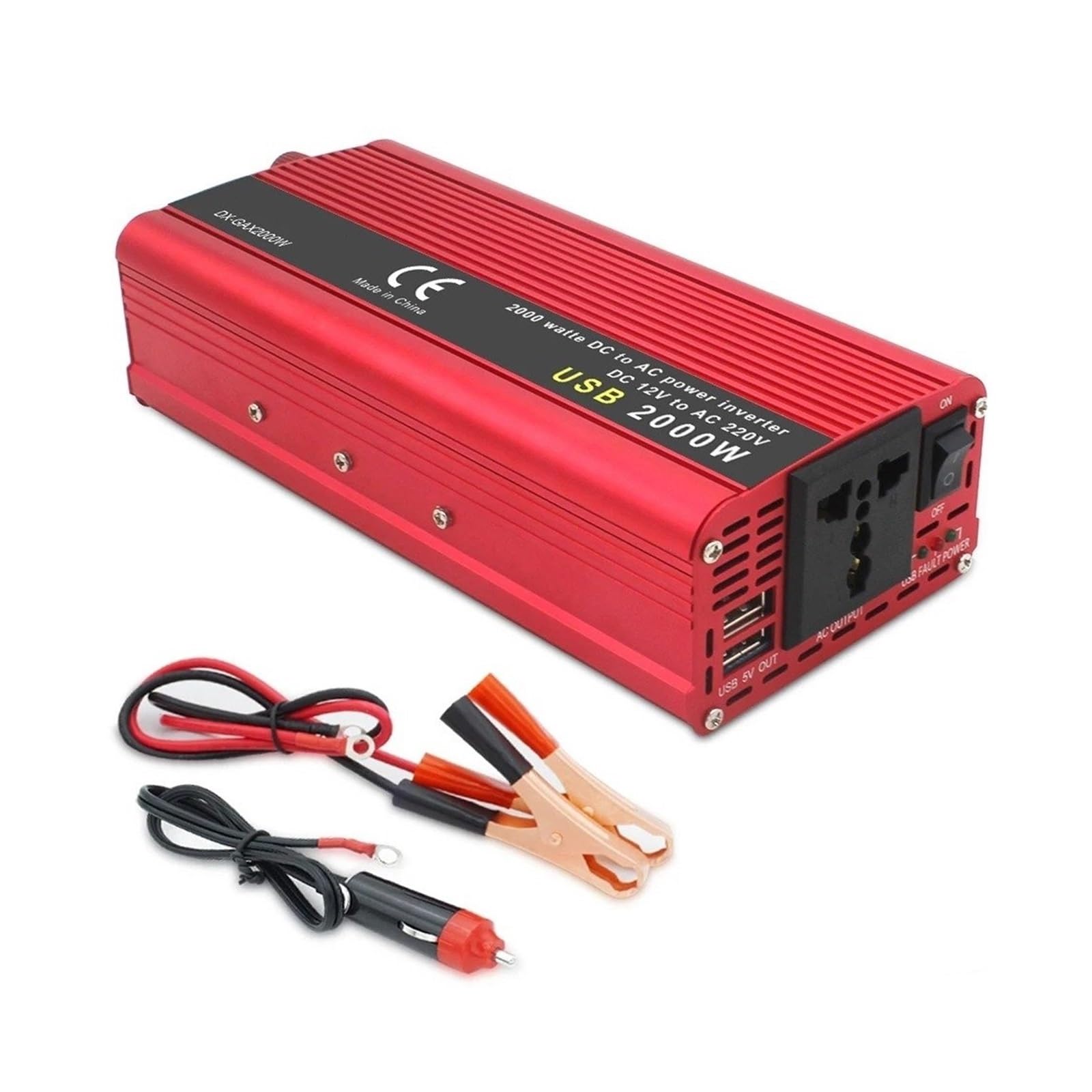 Inversor Corriente para Coche 1500 W 2000 W 2600 W CC 12 V A CA 220 V Adaptador Batería Universal 60 Hz Transformador(2000W A,DC24V)