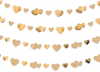Sponsored Ad - 40 Ft Champagne Gold Heart Banner Paper Garland Streamer for Anniversary Engagement Wedding Bridal Baby Sho...