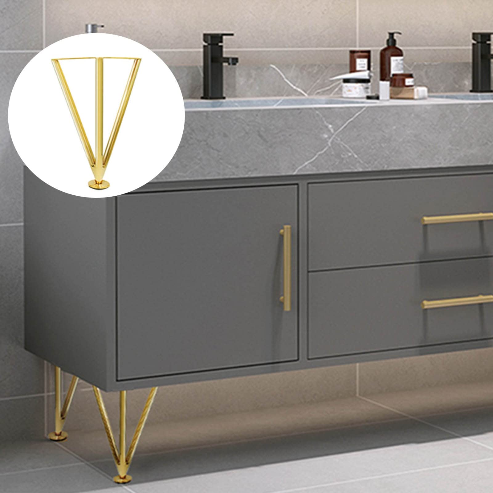 Patas para Muebles Metal Mesa Pies Patas de Metal Dorado Acero Inoxidable Reemplazable para Sofás Gabinete Sofá Silla Mesa de Centro 4 Piezas(Size:15cm(5.9in))
