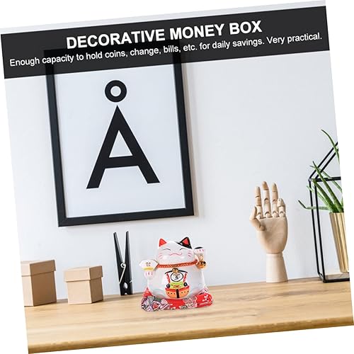 Miniatura 2 de Totority Alcancía de gato de la suerte, terrario de plástico, decoración de vidrio, adorno de coche, cerámica Maneki Neko, tarro de ahorro de