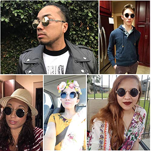 Dollger Black Round Sunglasses Retro Vintage Steampunk Sunglasses For Men #TOP4