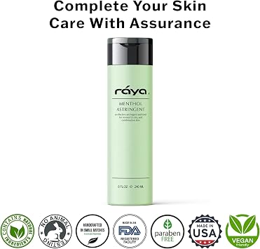 RAYA Menthol Astringent Facial Toner, 8 oz (203) | for Combination and Oily-Looking Skin | Helps Tone, Refresh, Refine and Maintain a Balanced-Looking Complexion