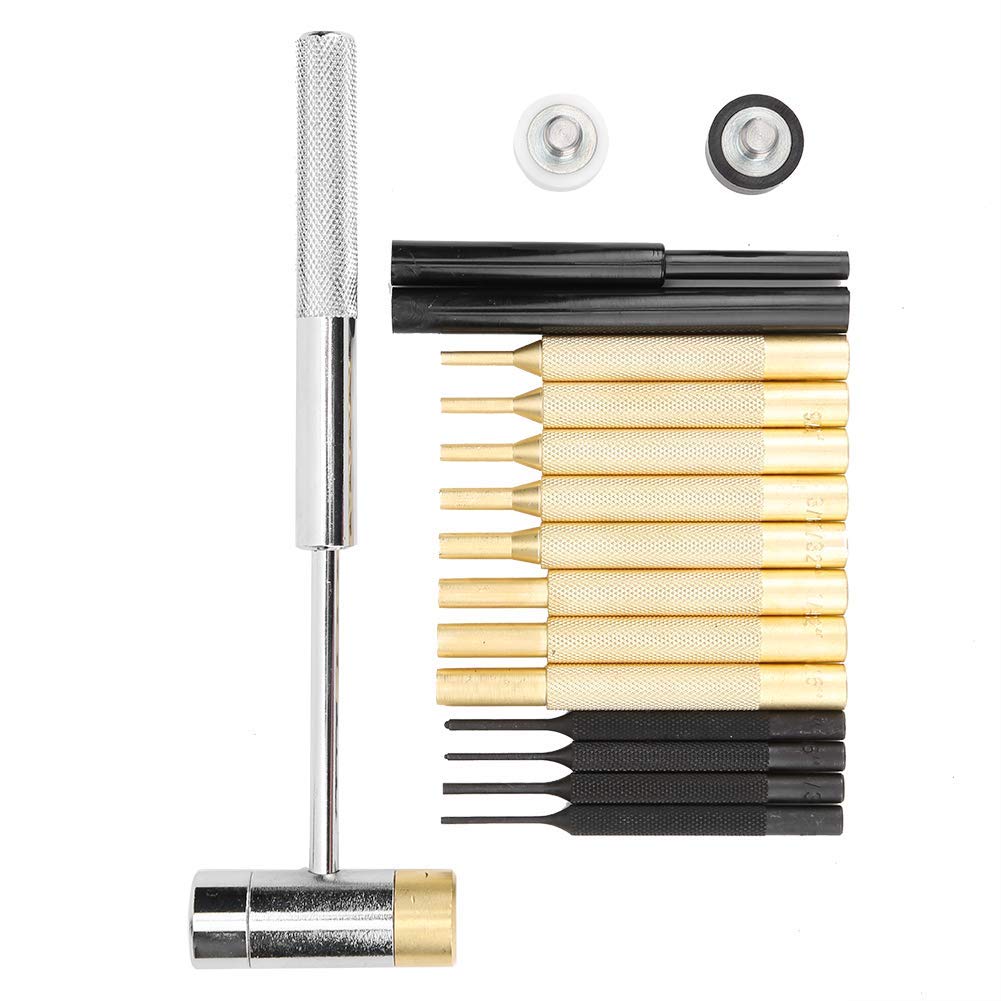 Ensemble de Poinçons d’Armurier Professionnel 17 Pièces à Goupille Cylindrique avec Marteau pour Réparation d’Armes de Chasse et Sportives