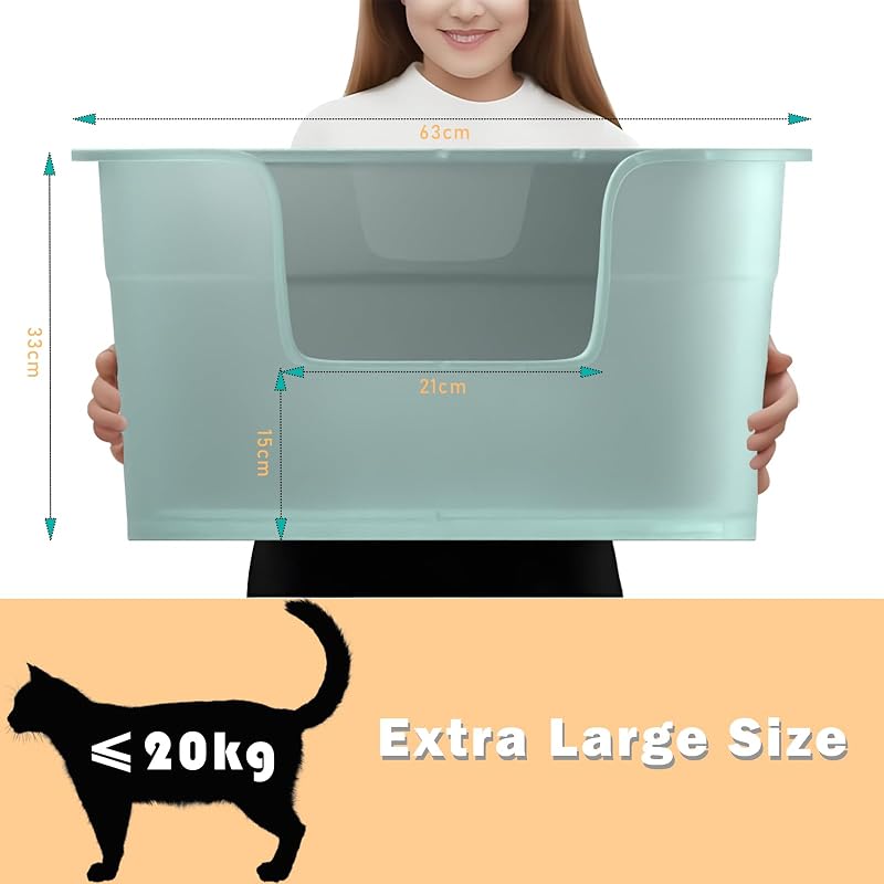 Junhonsion Extra Large Macskavécé 63x45x33cm Szivárgásmentes Zöld