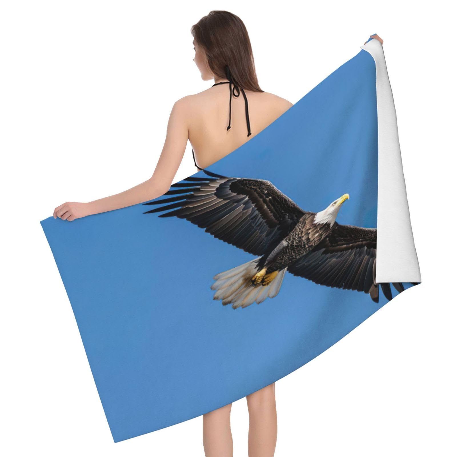 Serviette de bain microfibre douce et absorbante imprimé aigle