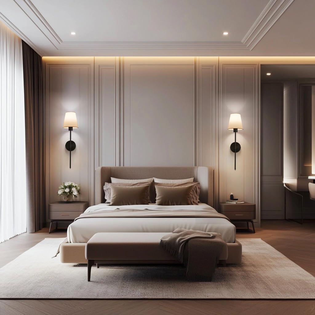 Wall sconces Set of Two Battery Operated – Rechargeable Wireless Wall Lights with Remote, 13 Colors & Dimmable Detachable Bulbs, Black Wall Lamps for Bedroom, Living Room, Hallway, and Home Decor