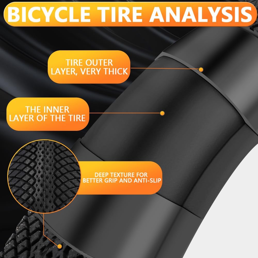 TRACER Rubber Bike Tires 24/26/29 inch 3.0 for Bicycle Tire Repairing Black/Black Wall