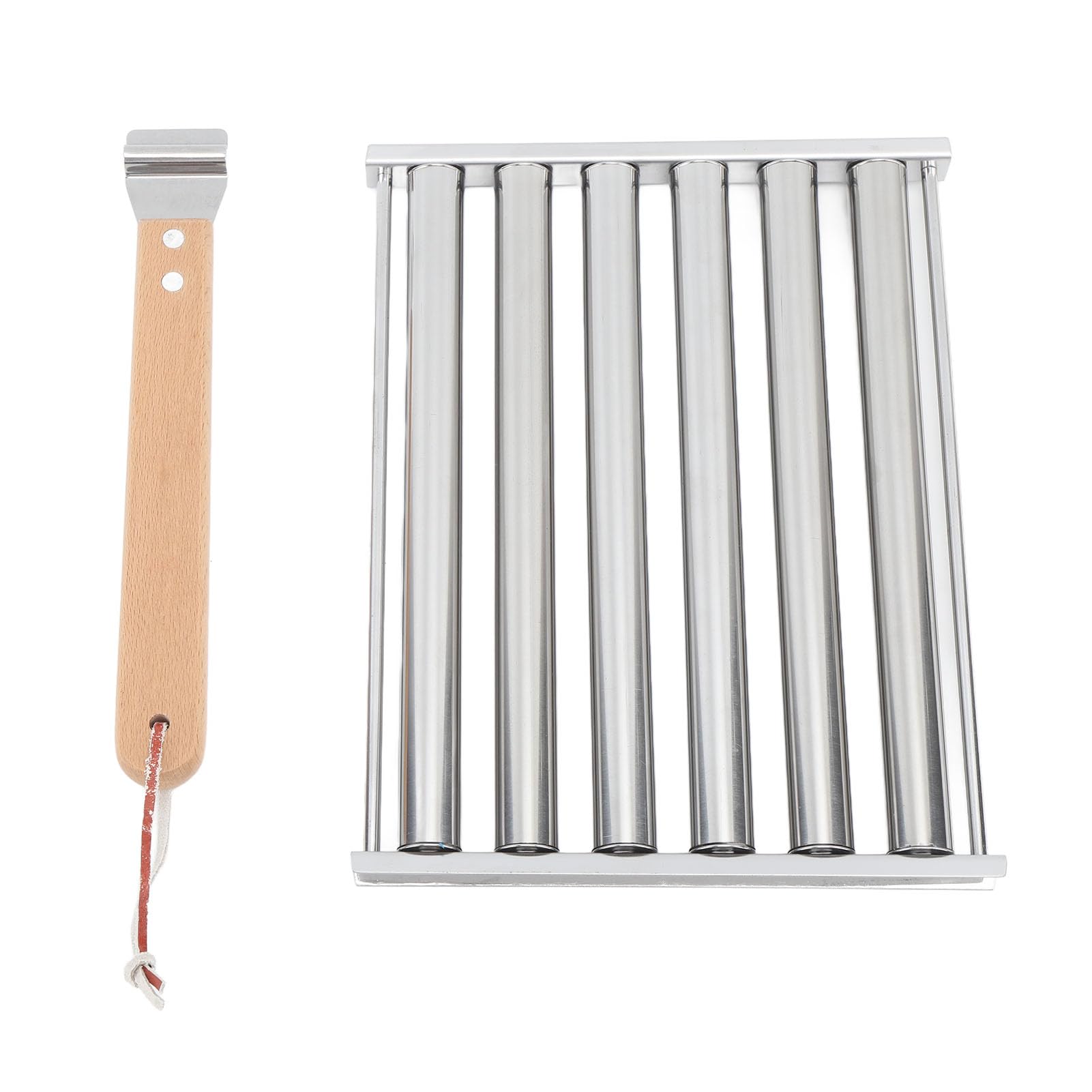 Hot Dog Roller Grill, Wurstroller Grill Abnehmbarer Würstchen Roller Grill mit extra langem Holzgriff für 5 Hot Dogs Miniwürsten Bratwürsten Taquitos (L)