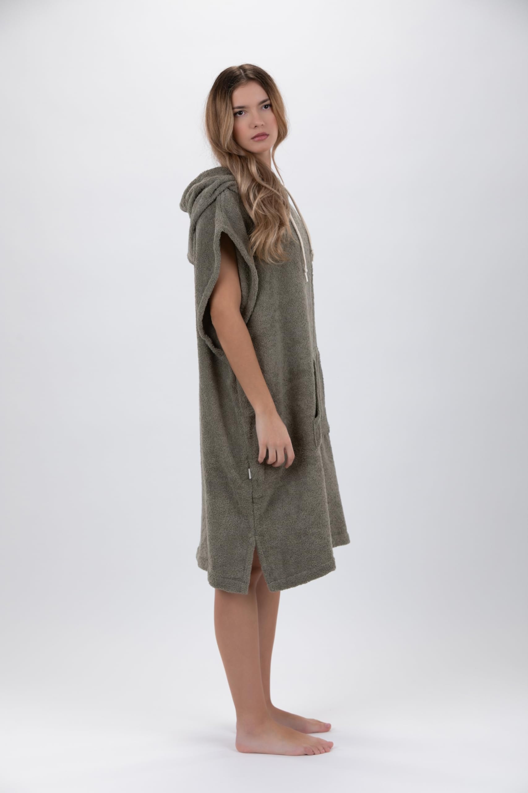Poncho de Surf du Coton - sans Manches (FR/ES, Alpha/Lettres, M, Taille Normale, Taille Normale, Vert)