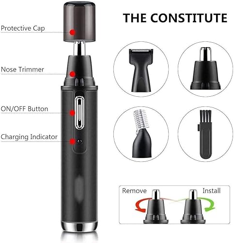 Miniatura 5 de Recortador de pelo de orejas y nariz para hombres y mujeres, cortapelos de nariz recargable por USB, removedor de vello facial eléctrico