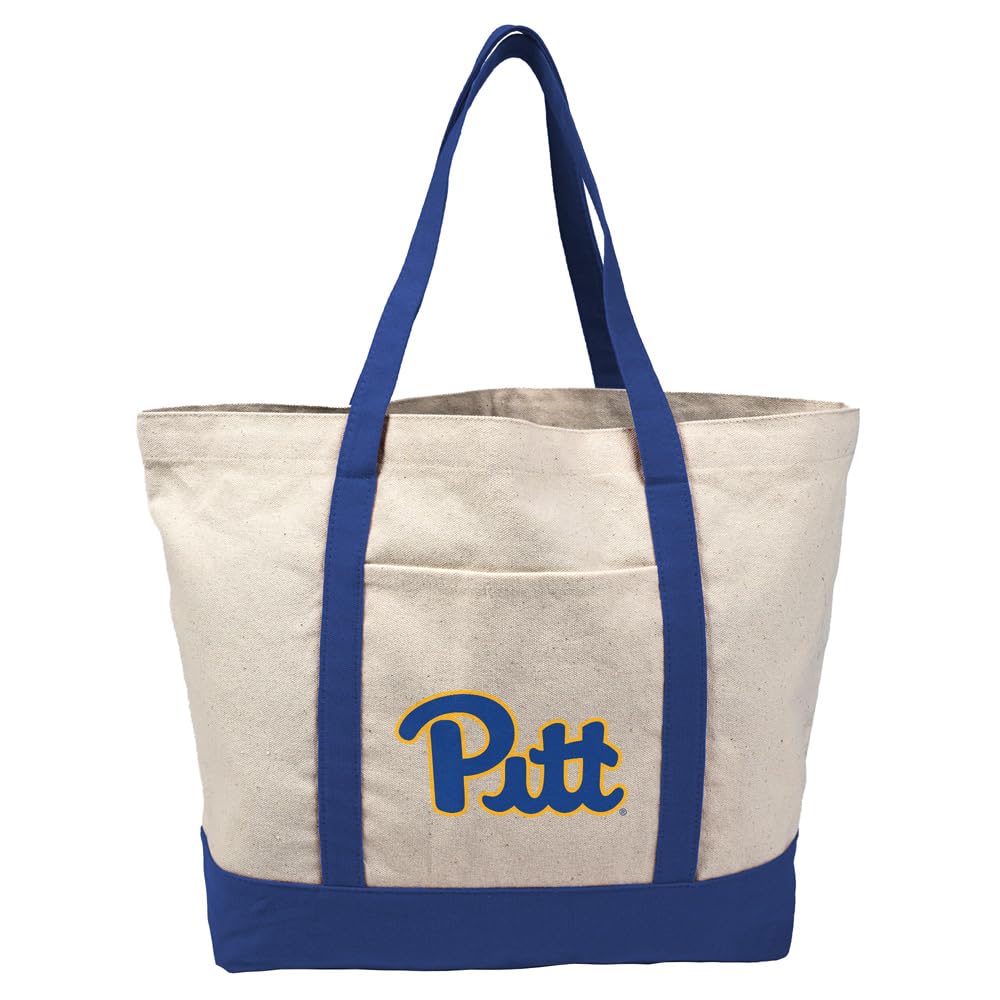 Campus Lab Collegiate Primary Logo Canvas Tote Bag With External Pocket, Reusable Shoulder Bag for Shopping, Beach