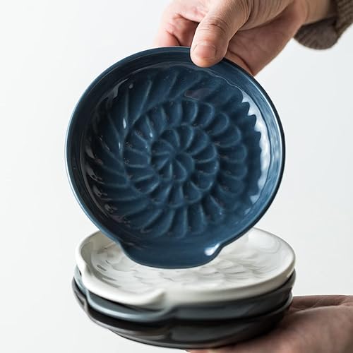 Miniatura 5 de Gomakren Soporte para cuchara para estufa, soporte de cuchara de porcelana para encimera de cocina, soporte para utensilios de cocina, soporte azul