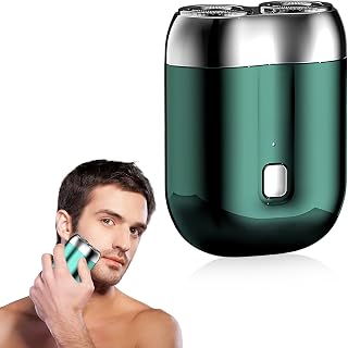 Mini Afeitadora Eléctrica Hombre, Afeitadora Eléctrica Portátil, Afeitadora para uso en seco y húmedo, Recargable por USB, Impermeable, para uso diario en el hogar, viajes, oficina (Verde)