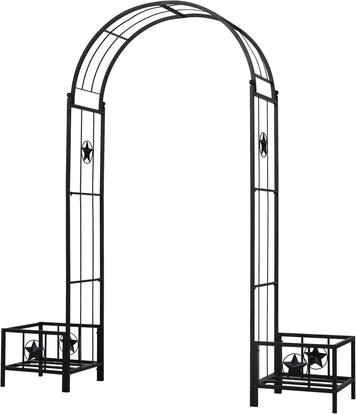 Kinfant Steel Garden Arch Arbor with Planter Boxes – Heavy-Duty Outdoor Trellis for Climbing Vines, Flowers, Decorative Arch for Wedding Ceremony, Party, Backyard, Lawn
