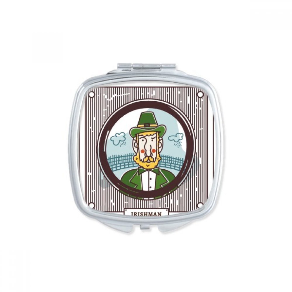 Miroir de poche compact vert maquillage petit miroir à main portable carré