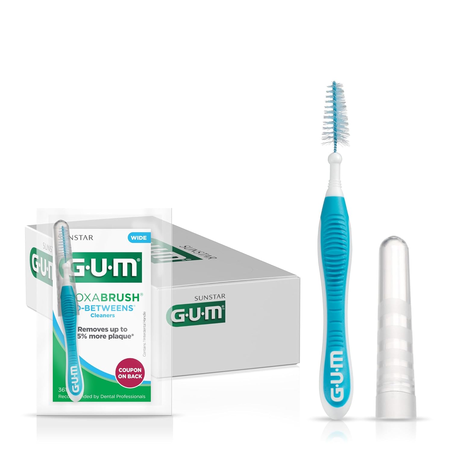 GUM Proxabrush Go-Betweens, Wide, Interdental Brushes, 3614PQ, Professional Sample, 1 Count (Pack of 36)