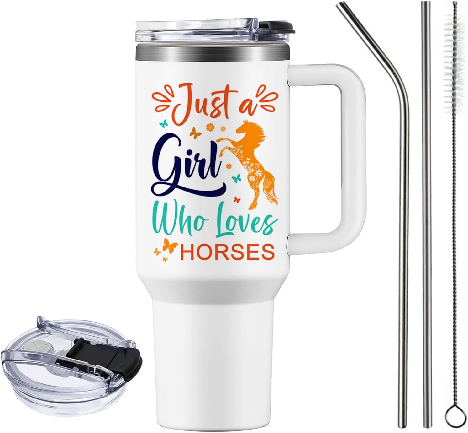 Horse Gifts for Women Girls, Horses Keep Me Stable Tumbler Cup 40oz, Christmas Birthday Gifts for Horse Riding Lovers, Just a Girl Who Loves Horses Gift Cup - Image 3