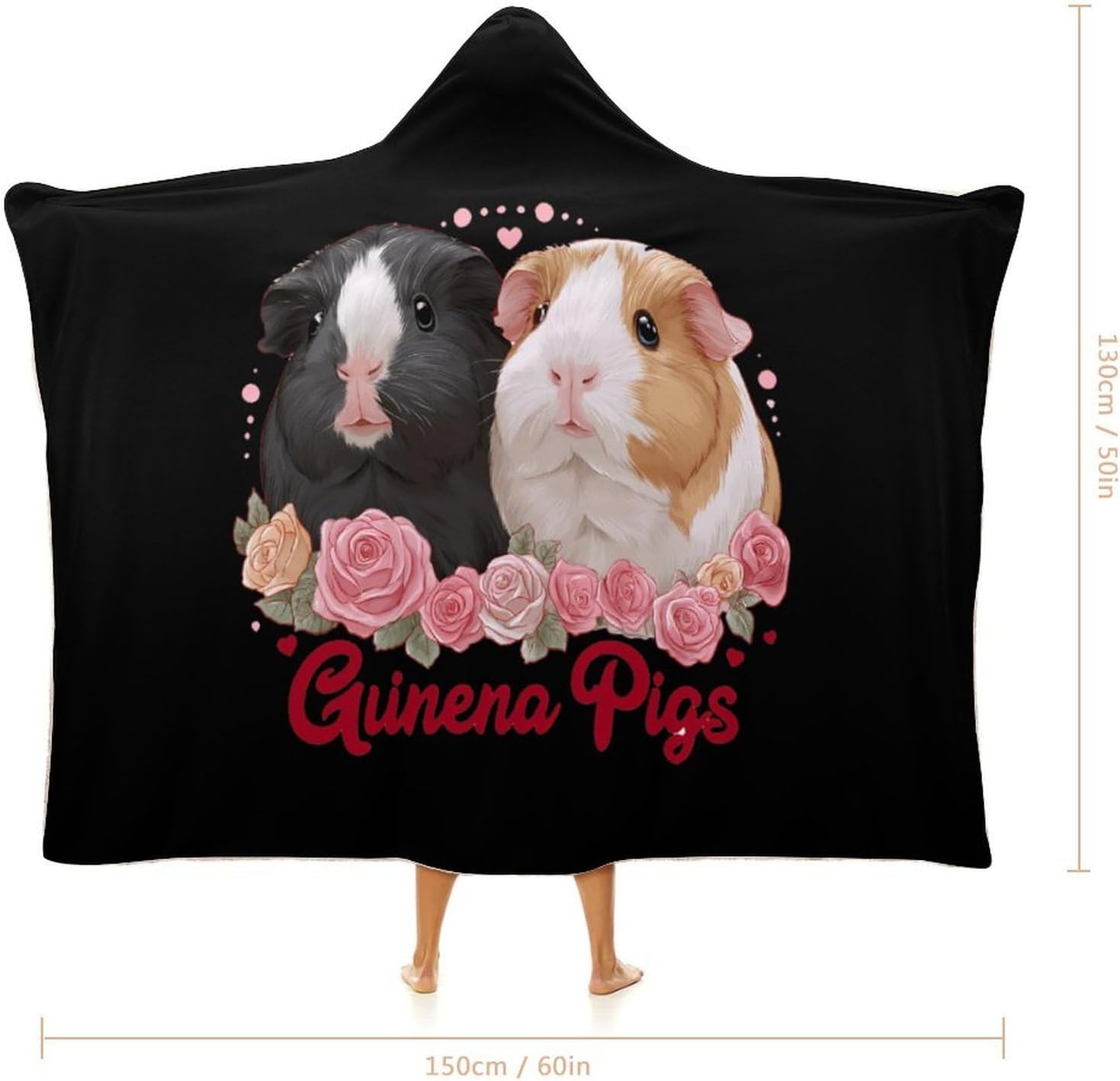 Guinea Pigs Wearable Blanket Oversized Throw Cape | Cozy Hooded Blanket Gifts for Women Men