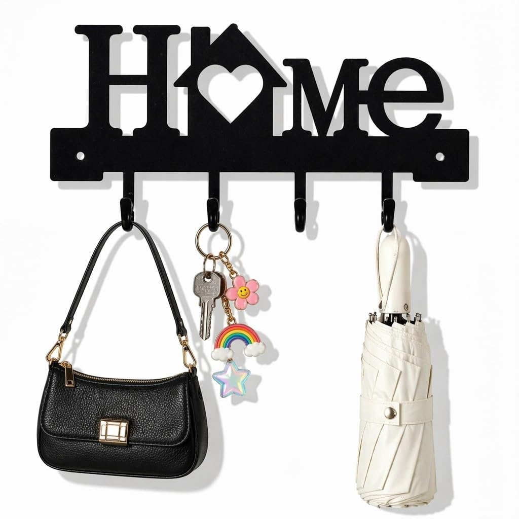 Durdiiy Key Holder for Wall, Wall Mounted Key Rack, Duty Key Hooks Organizer with Multiple Hooks for Entryway, Home and Office, Ideal for Keys, Bags and Small Items