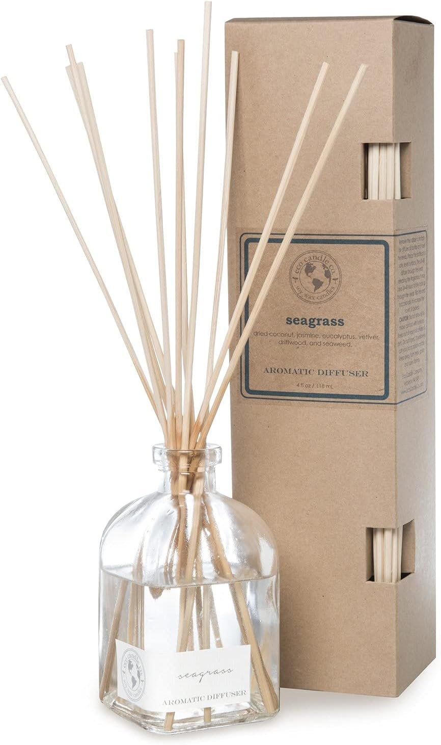 Eco Candle Co. Reed Diffuser Set, Seagrass, 4 oz. Scents