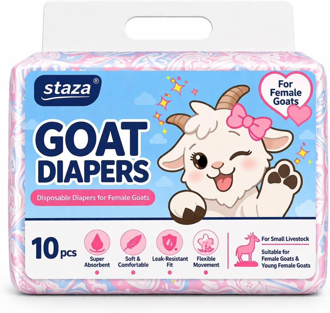 Goat Diapers for Male and Female Goats, Disposable Small Livestock Diaper, Belly Band and Full Diaper Styles, Absorbent Goat Care Supplies, Waist Measured Fit (12pcs)(for Female Goats S 2-4kg)