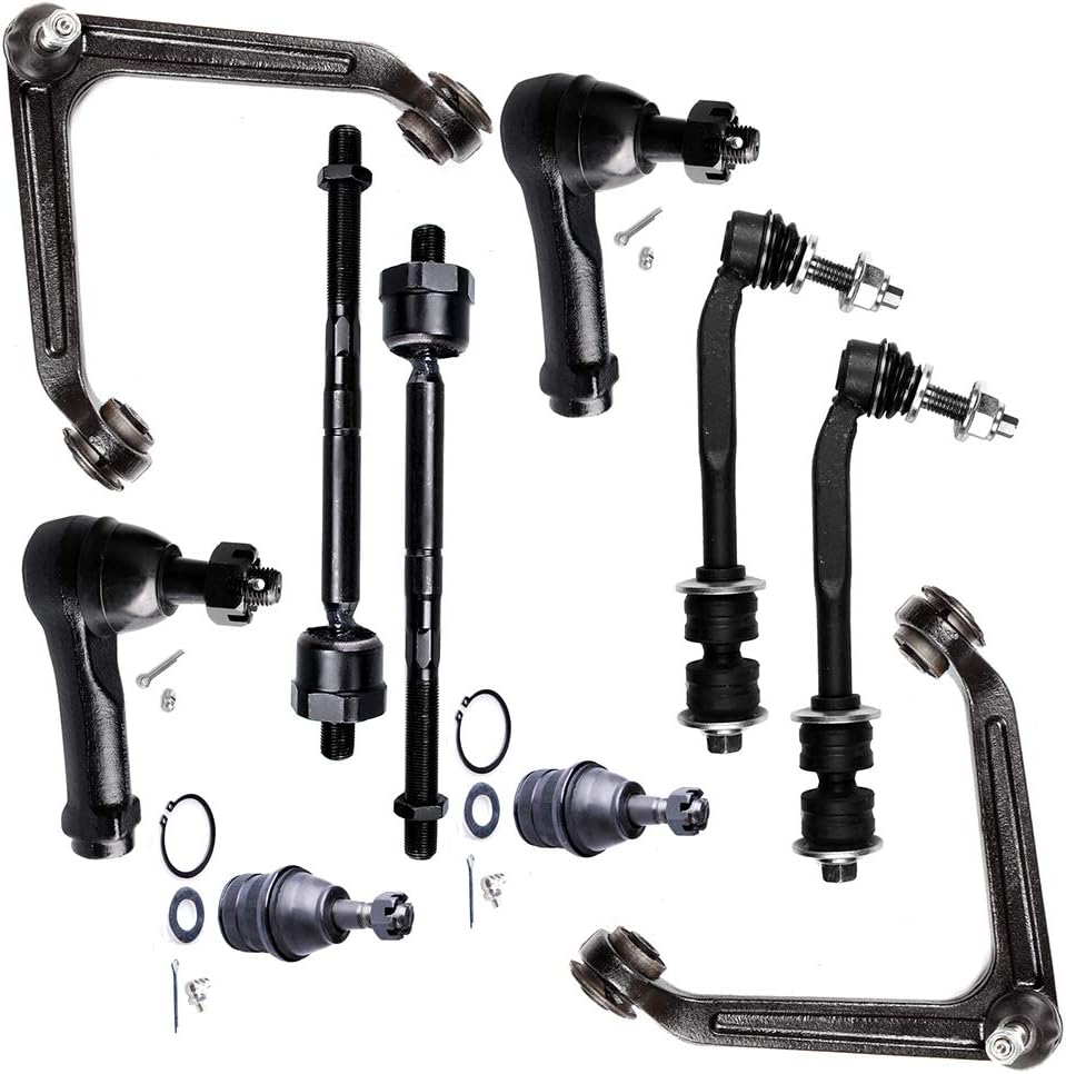 SCITOO 10pcs 5-Lug Front Suspension Kit Upper Control Arm Outer Inner Tie Rod End Sway Bar Link Lower Ball Joint Fit 2004-2006 For Dodge For Durango 2007-2009 For Chrysler Aspen