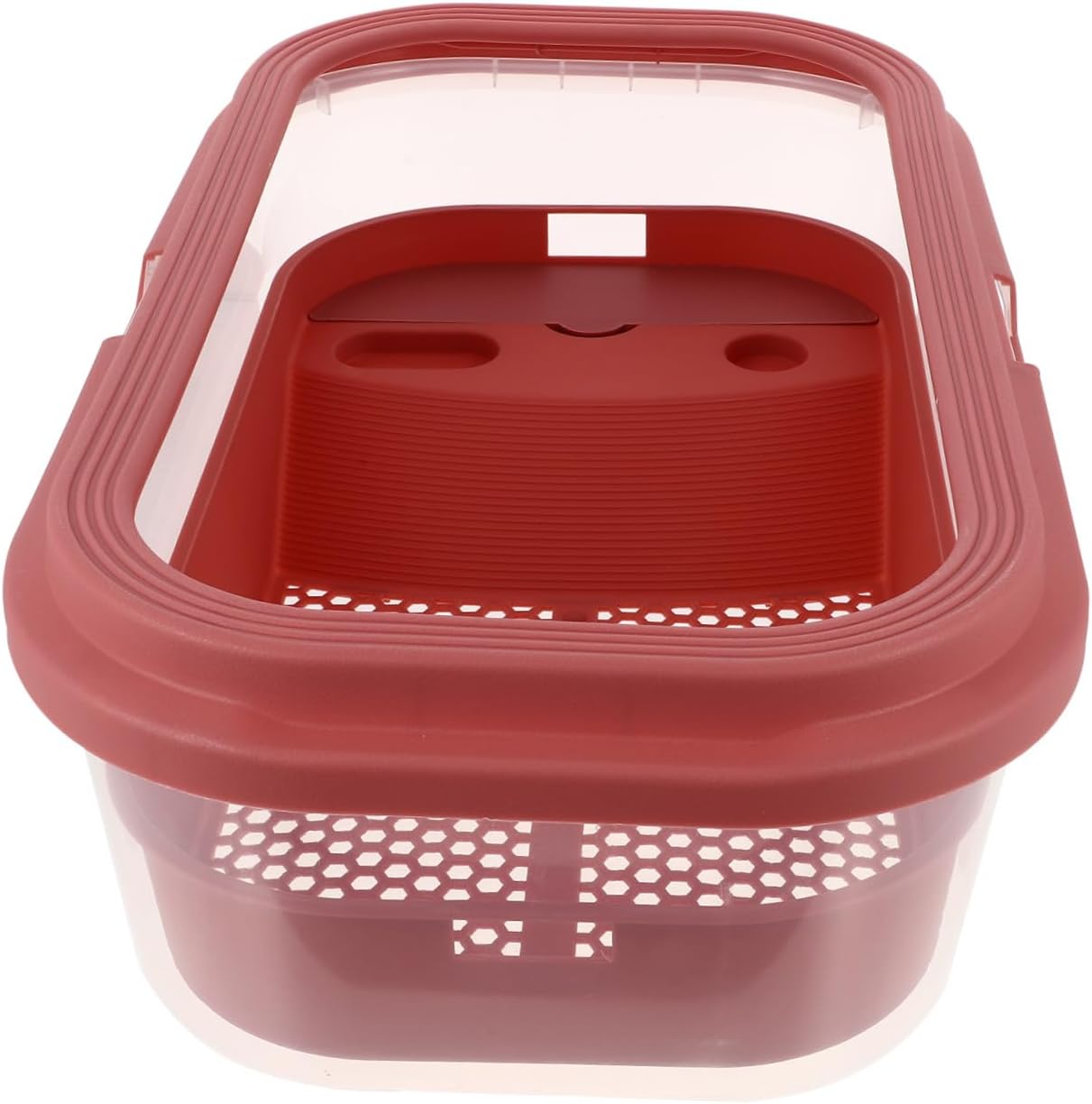 VICASKY Plastic Tortoise Feeding Tank Terrace Multi-Purpose Aquarium for Water Turtles Frogs and Lizards Convenient Water Change Design Pink