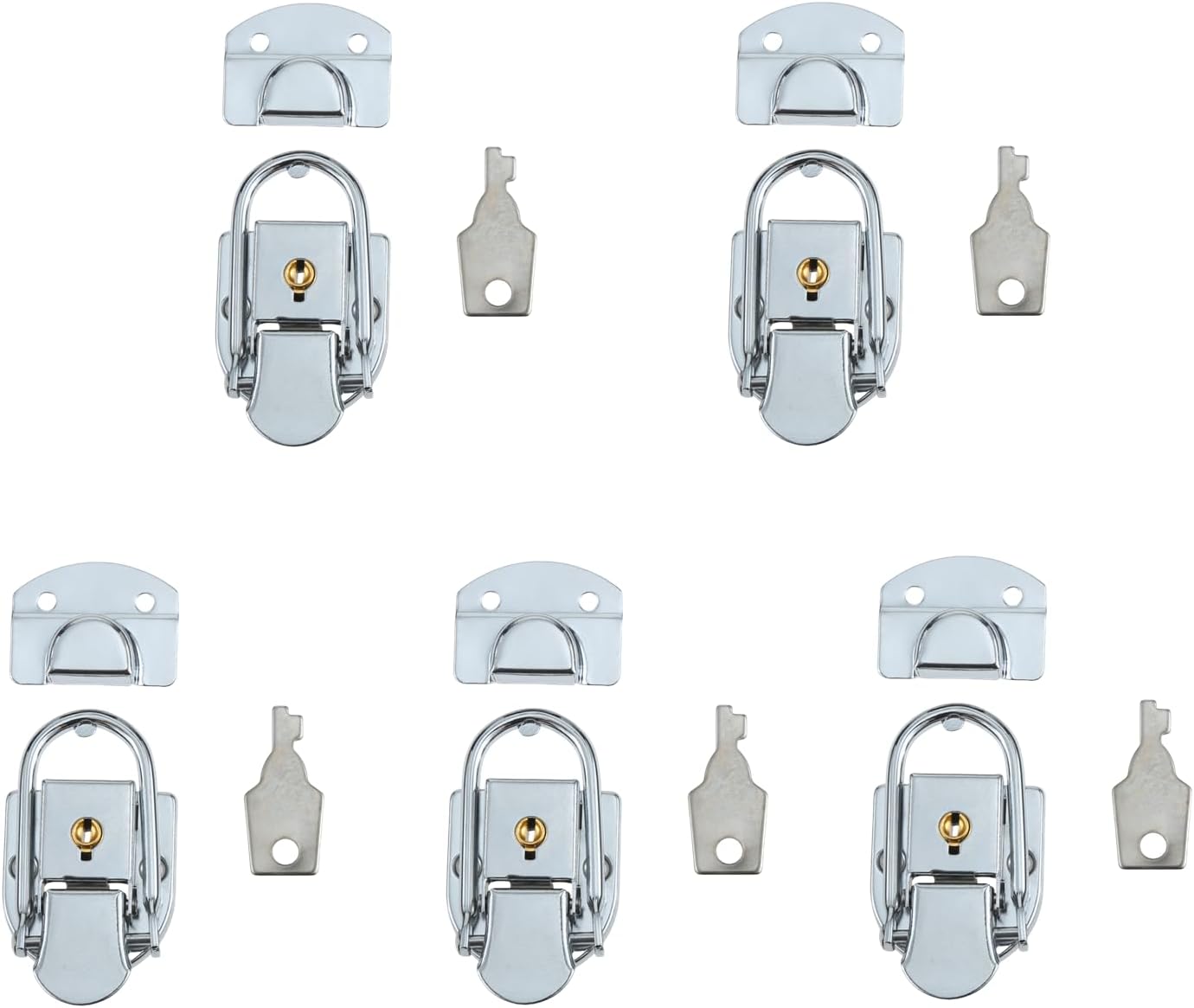 dophee 5Pcs Silver Metal Box Latch Hasp with Key Safety Lock Buckle for Flight Case Cabinet Toolbox Wooden Box Furniture, 69x34mm/2.72"x1.34"