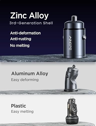 Miniatura 7 de AINOPE 17 Air iPhone 16 15 Pro Max 90W USB C Cargador de coche de carga rápida, [metal más pequeño] Cargador de coche USB C PD45W+QC3.0 Dual Port