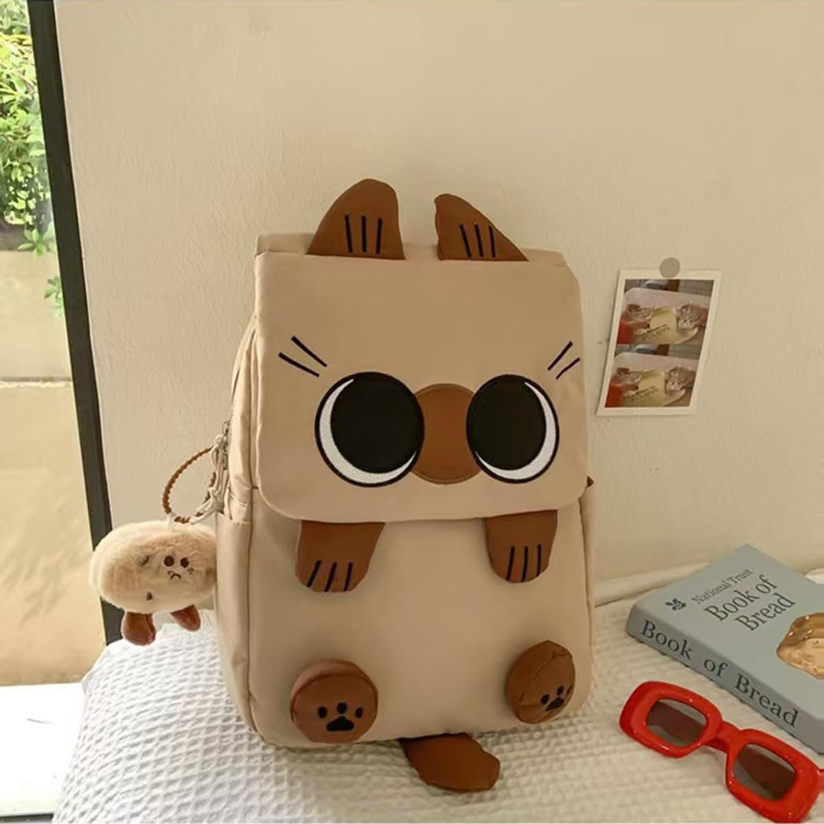 Cute Cat Backpack - Lightweight Laptop Bag, Large Capacity Student & Travel Backpack for Adults/Kids Give away cat pendants