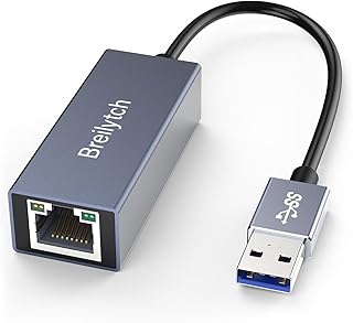 USB to Ethernet Adapter,Breilytch USB 3.0 to 10/100/1000 Gigabit Ethernet LAN Network Adapter Driver Free Compatible for MacBook, Surface Pro, Notebook PC with Windows7/8/10, XP, Mac/Linux,Vista