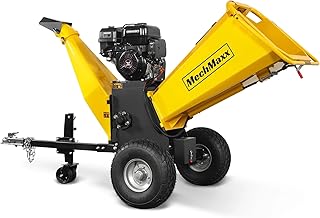 6 inch ZONSEN 459cc 15hp Gas Powered Wood Chipper Leaf Branch Shredder Mulcher with Towbar, 6" Max Chipping Diameter Capacity,with Emergency Stop Button&Bar,Model P4206