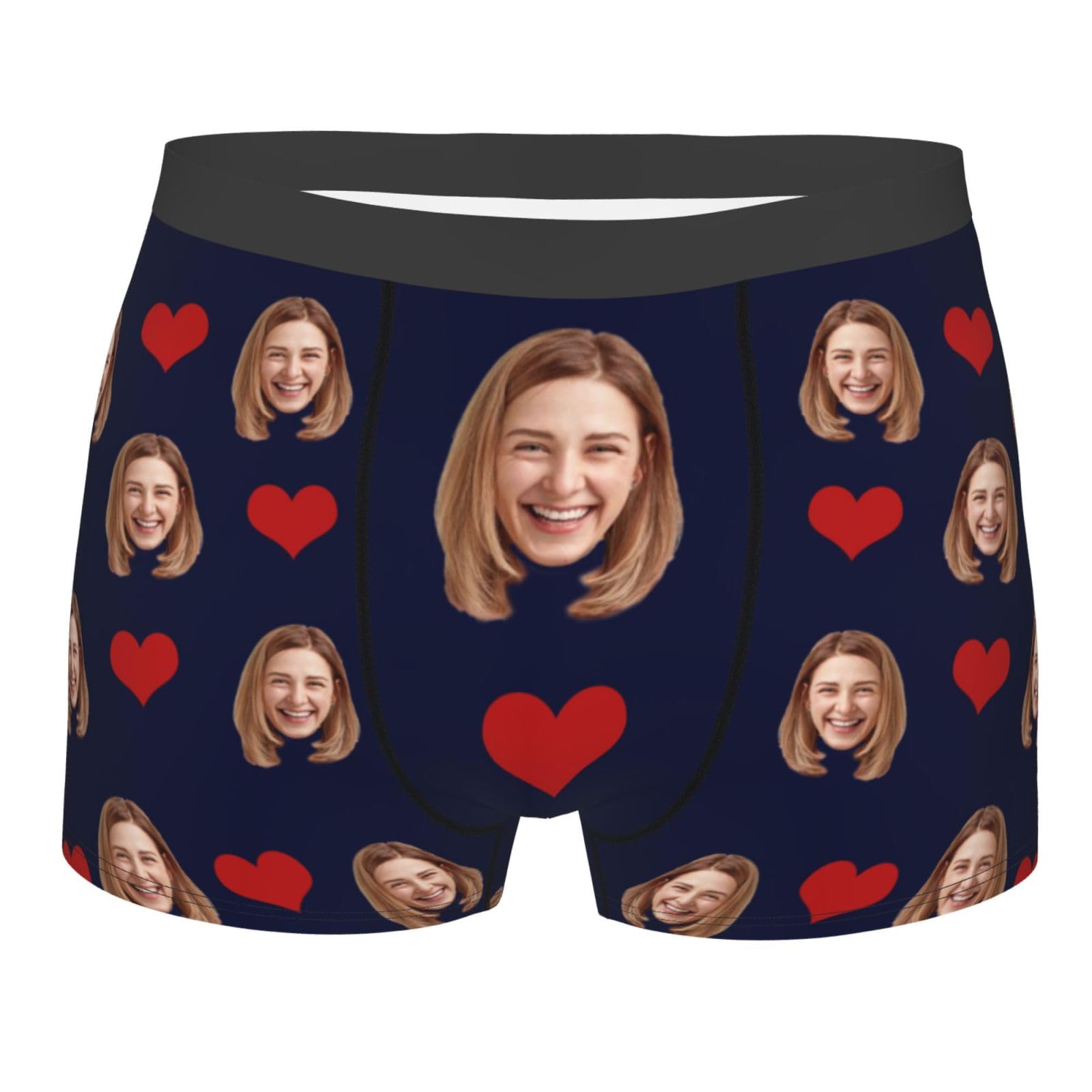 Custom Photo Face Men's Boxer Shorts Personalised Boxers for Men Soft Underpants Breathable Underwear Hipster Boxer Shorts Personalized Gifts for Boyfriend Husband Birthday Christmas Valentines Day