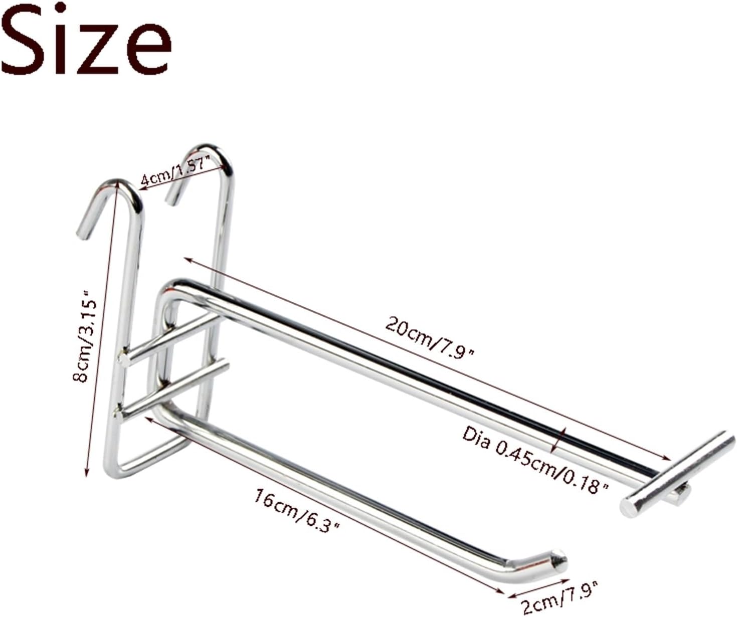 Pegboard Hooks Pegboard Accessories Double Wire Gridwall Mesh Display Panel Hanging Hooks, Chrome Storage Prongs Pegs Hangers,Grid Wall Hooks Store Garage Storage Wall Organizers(20cm/7.9in)