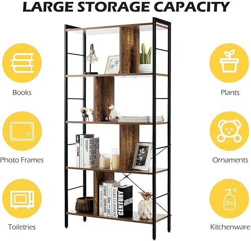 Miniatura 8 de UJOYPAYD Estantería industrial de 4 niveles estante de exhibición de almacenamiento de 61 pulgadas de alto con marco de metal estantería vintage de