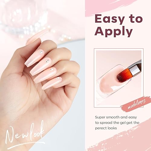 Miniatura 4 de modelones Juego de 6 colores de gel de gelatina de gel lechoso blanco transparente rosa nude translúcido kit de extensión de uñas DIY arte para