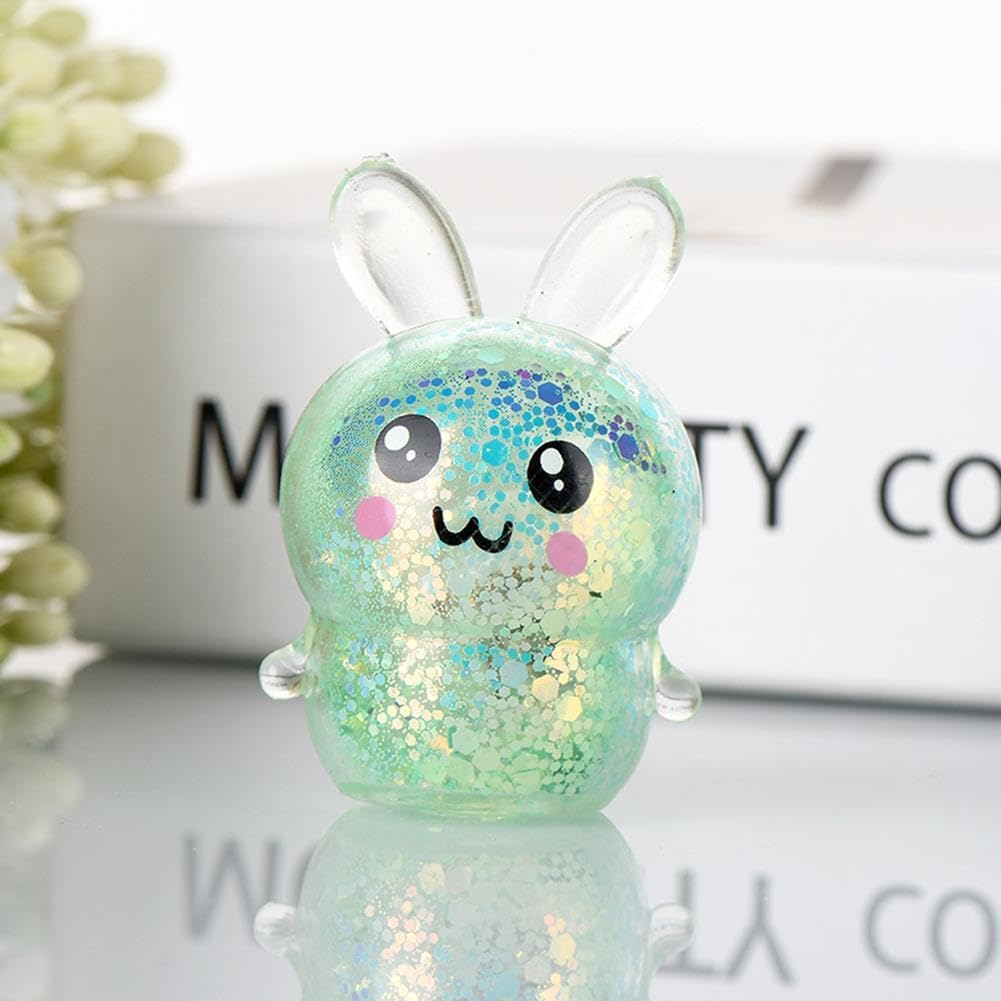 Squishies Stress Balls for Adults, Glitter Squishies Toys, Cute Rabbit Stress Fidget Balls, Easters Party Favors Basket Stuffers Ideas Gifts