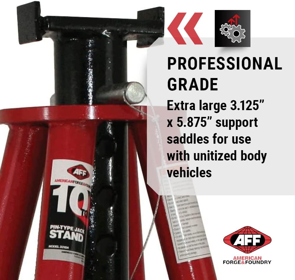 AFF Jack Stands (Multiple Heights) - 10 Ton Pin Type Jack Stand - 20,000 lbs Capacity